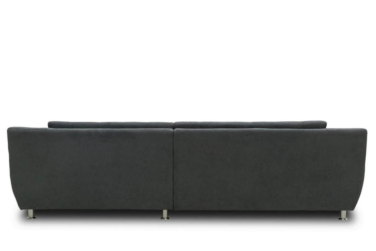 ECKSOFA MORTON Dunkelgrau Mikrofaser  - Chromfarben/Dunkelgrau, MODERN, Textil/Metall (304/200/84cm) - MID.YOU