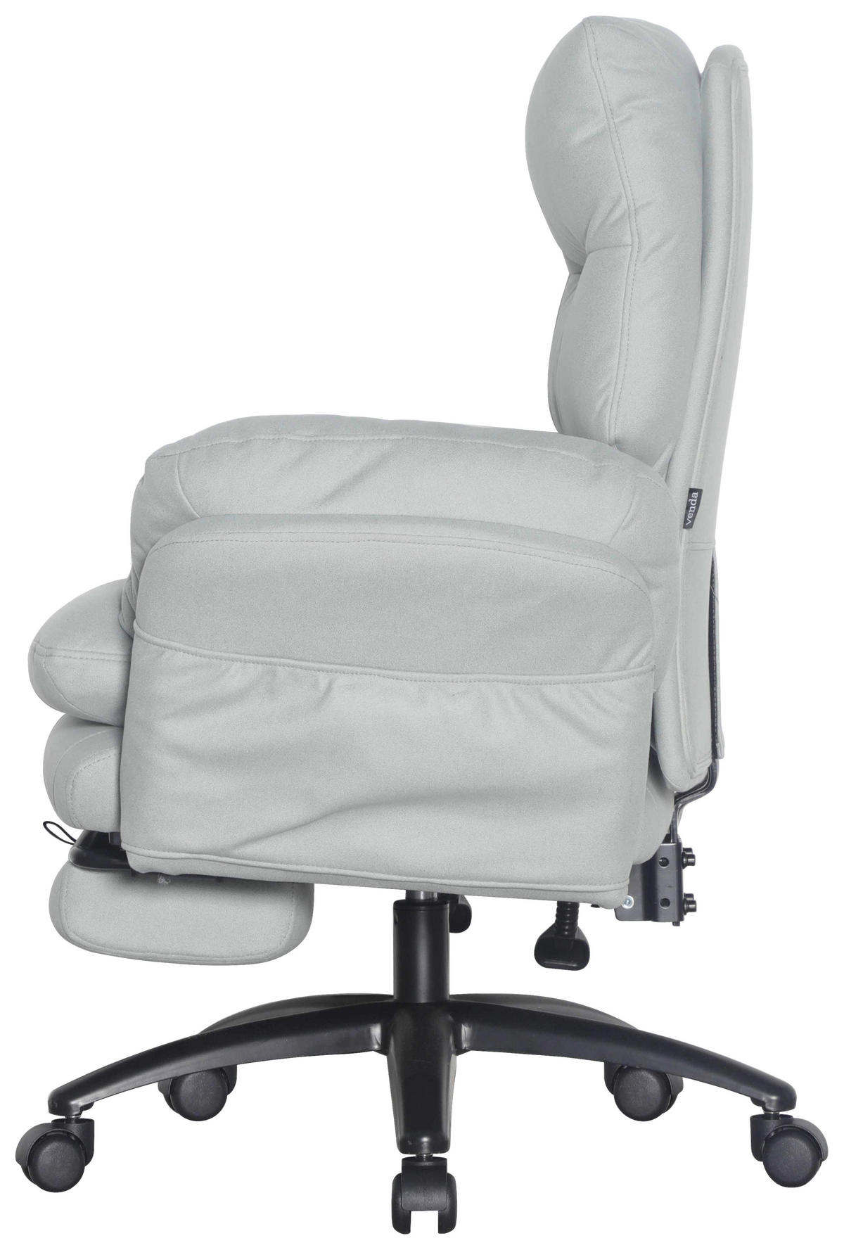 CHEFSESSEL Mikrofaser Schwarz, Hellgrau  - Hellgrau/Schwarz, Design, Kunststoff/Textil (79/101-109/74cm) - Venda