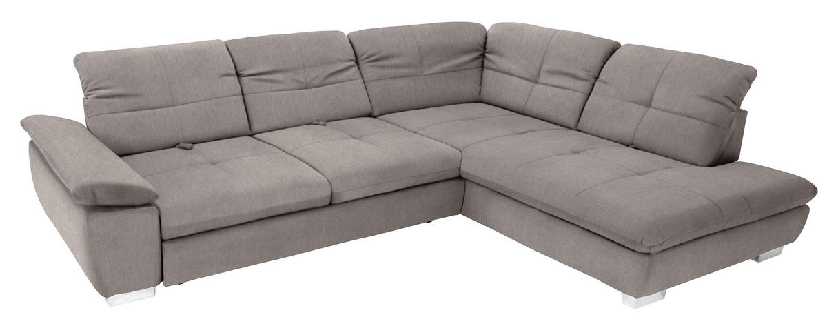 ECKSOFA Hellgrau Chenille  - Chromfarben/Hellgrau, Design, Textil (313/242cm) - Xora