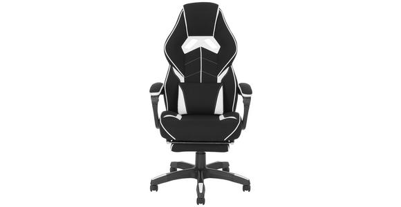 GAMINGSTUHL in Lederlook, Mikrofaser, Vliesstoff Schwarz, Weiß - Schwarz/Weiß, Design, Kunststoff/Textil (65/114/67cm) - Novel