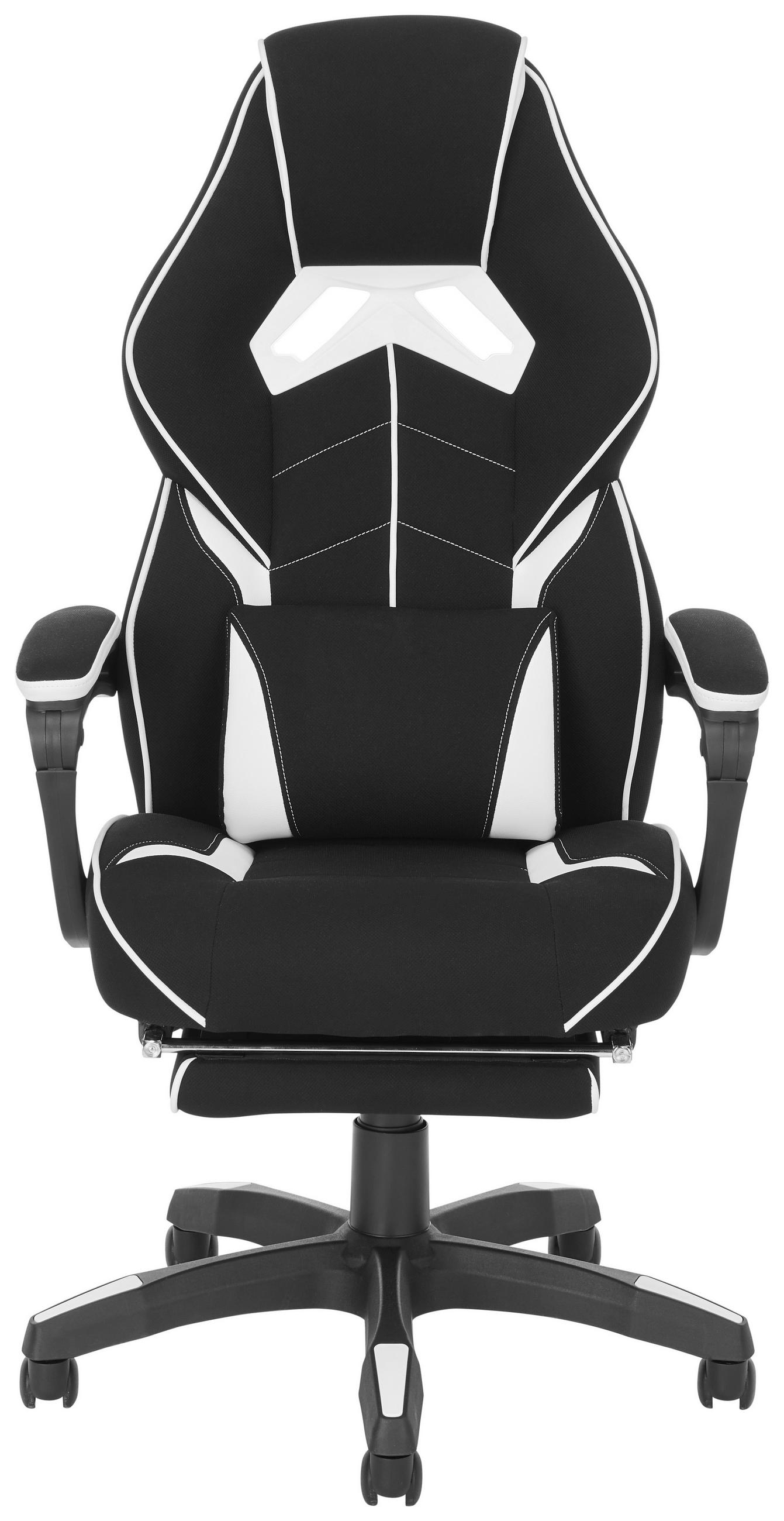 Thumbnail - Novel Gamingstuhl, Schwarz, Weiß, Metall, Kunststoff, Textil, Sternfuß, 65x114x67 cm, Sitzfläche 360° drehbar, ausziehba...