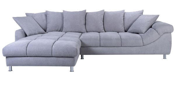SEDEŽNA GARNITURA, mikrovlakna siva  - barve kroma/srebrne barve, Design, kovina/tekstil (228/337cm) - Carryhome