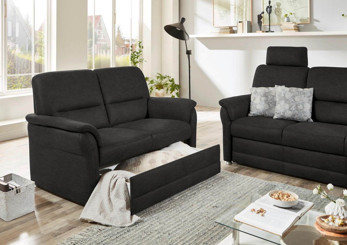 SITZGARNITUR in Mikrofaser Anthrazit  - Anthrazit/Alufarben, Konventionell, Textil/Metall (192/96/89cm) - Beldomo Comfort