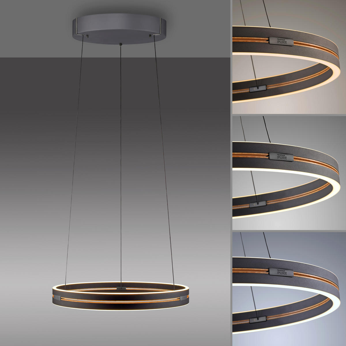 ZÁVĚSNÉ LED SVÍTIDLO, 50/50/350 cm  - černá, Basics, kov (50/50/350cm) - Neuhaus PURE