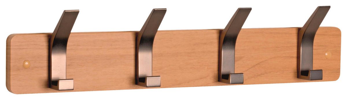 LIŠTA S HÁČIKMI - farba ušľachtilej ocele/farba duba, Modern, kov/kompozitné drevo (45/10/6cm)