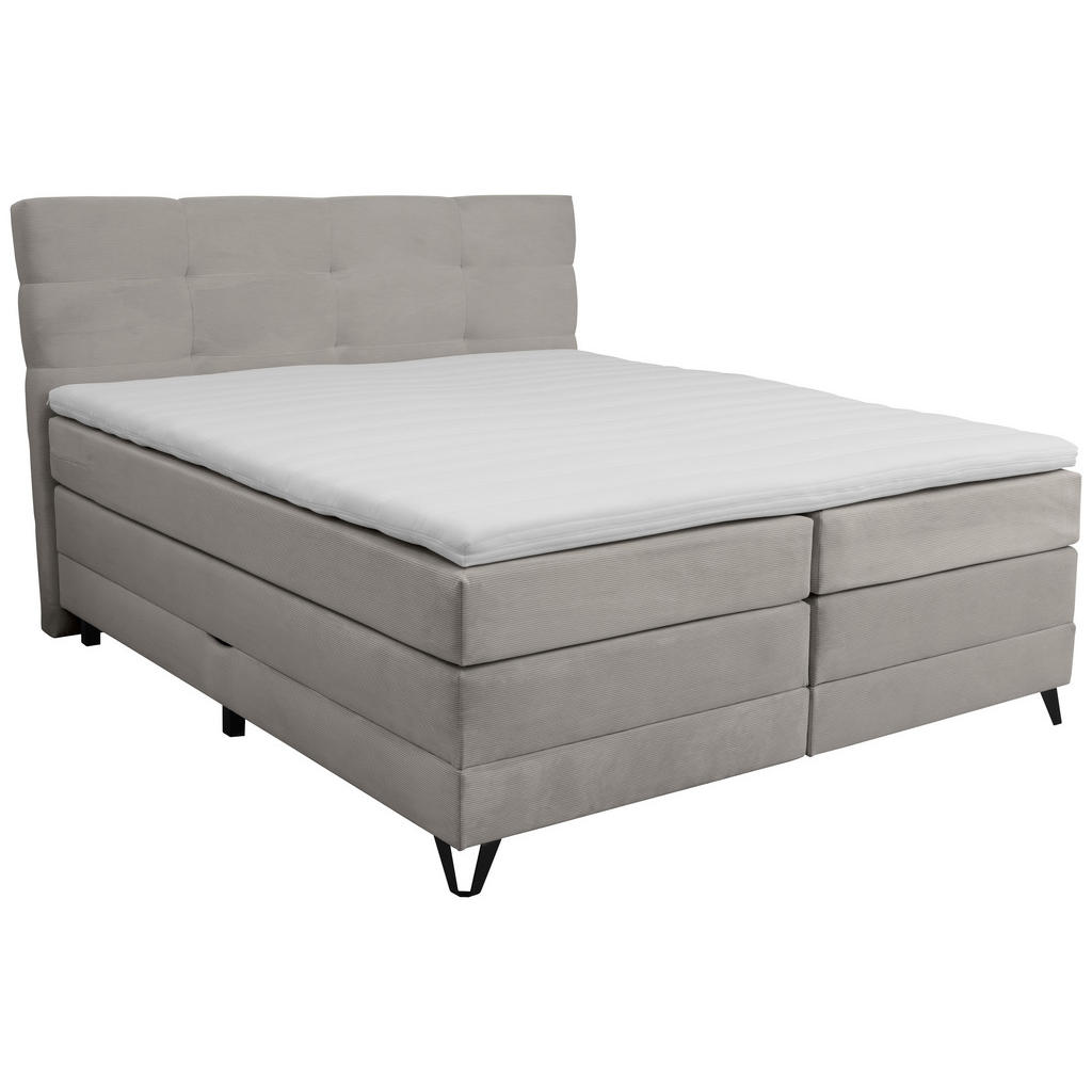 Thumbnail - Boxxx Boxspringbett, Grau, Textil, H3, 5-Zonen, Höhe ca. 18 cm, 160x200 cm, Topper durchgehend, in verschiedenen Größen ...