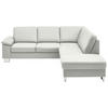 ECKSOFA  in Echtleder Weiß  248/235 cm  - Alufarben/Weiß, Design, Leder/Metall (248/235cm) - Beldomo Premium