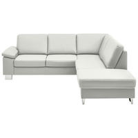 ECKSOFA  in Echtleder Weiß  248/235 cm  - Alufarben/Weiß, Design, Leder/Metall (248/235cm) - Beldomo Premium