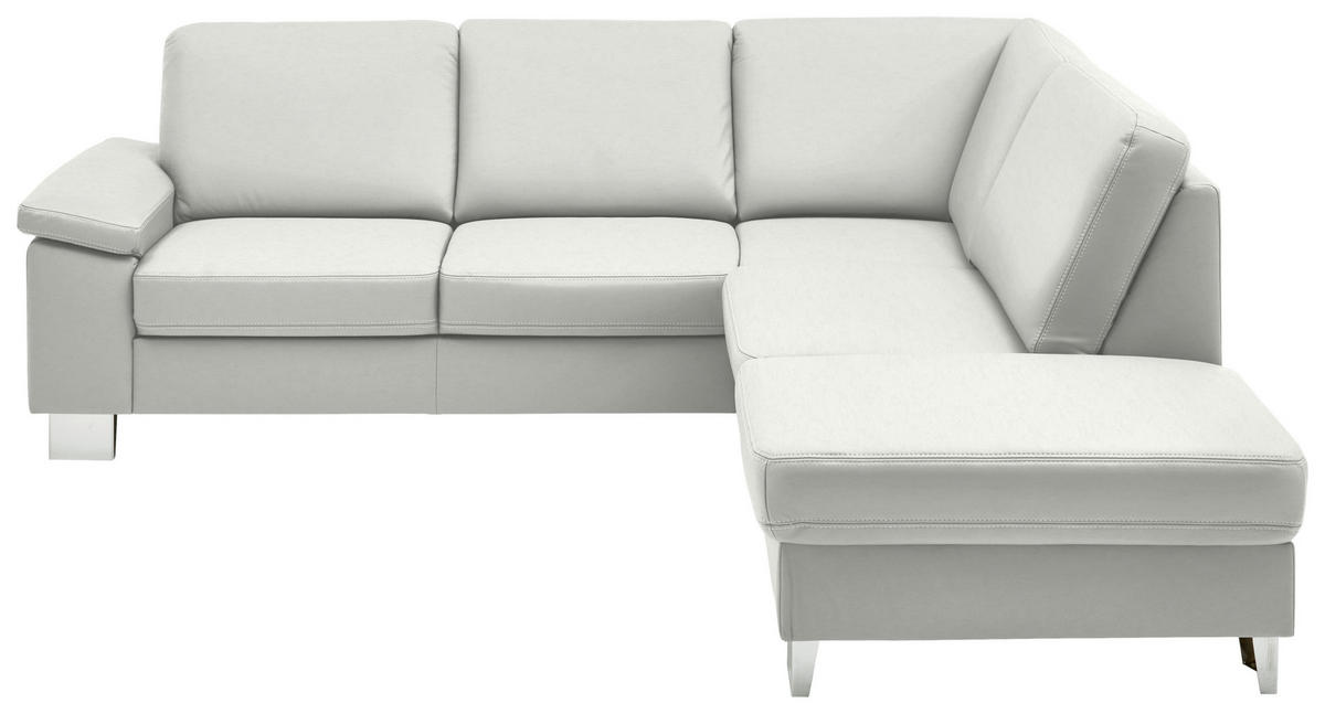 ECKSOFA  in Echtleder Weiß  248/235 cm  - Alufarben/Weiß, Design, Leder/Metall (248/235cm) - Beldomo Premium