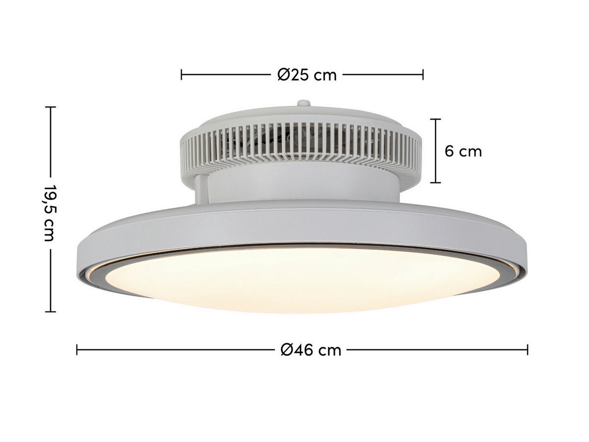 DECKENVENTILATOR - Schwarz/Weiß, Trend, Kunststoff/Metall (46/19,5cm) - Mican
