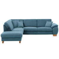ECKSOFA in Mikrofaser Blau  - Wildeiche/Blau, Konventionell, Holz/Textil (236/286cm) - Voleo