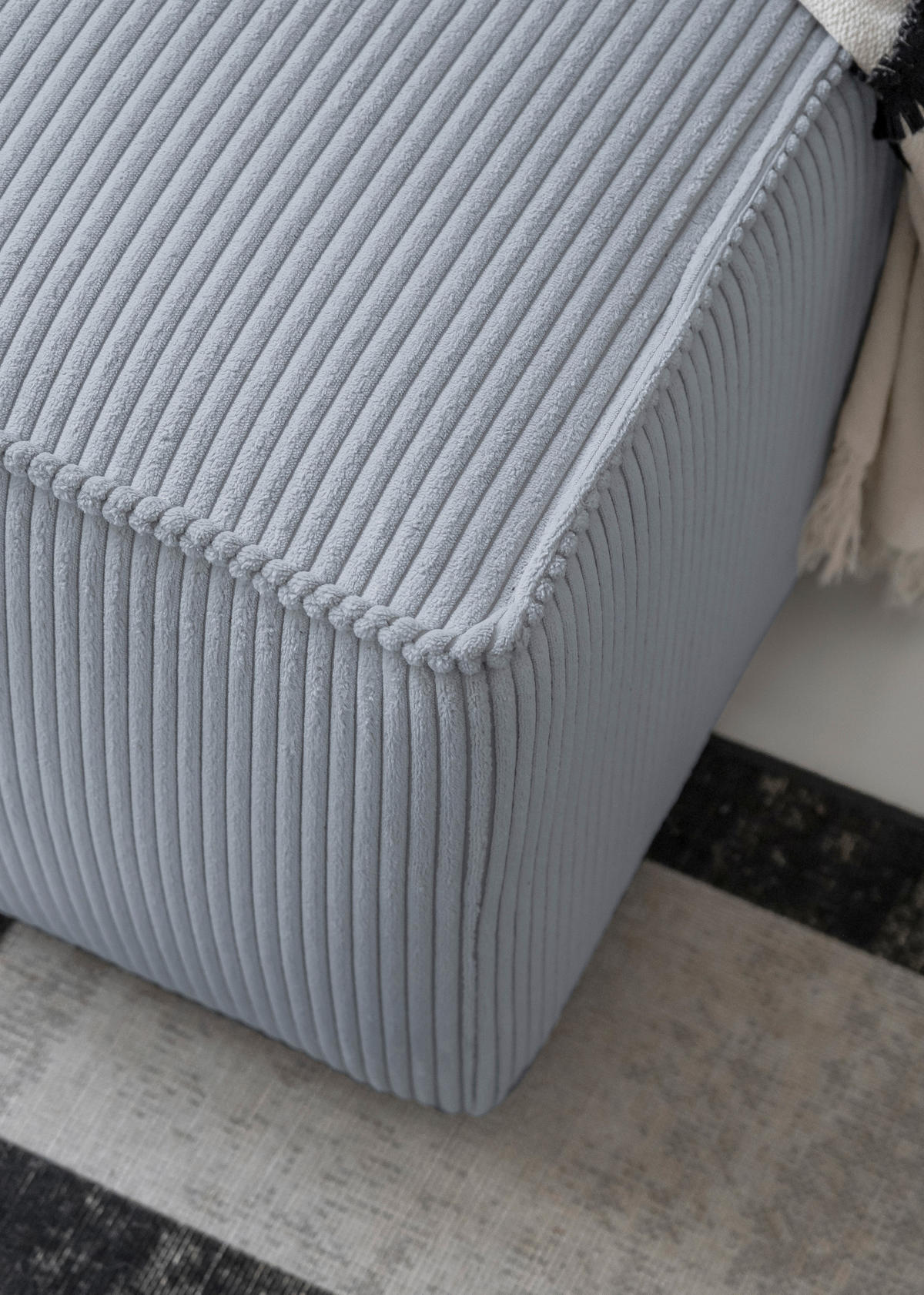 ECKSOFA Hellgrau Cord Rückenkissen, Bettkasten  - Hellgrau/Schwarz, Design, Kunststoff/Textil (247/194cm) - MID.YOU
