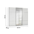 SCHWEBETÜRENSCHRANK 242/223/68 cm 3-türig Weiß  - Chromfarben/Weiß, KONVENTIONELL, Glas/Holzwerkstoff (242/223/68cm) - Novel