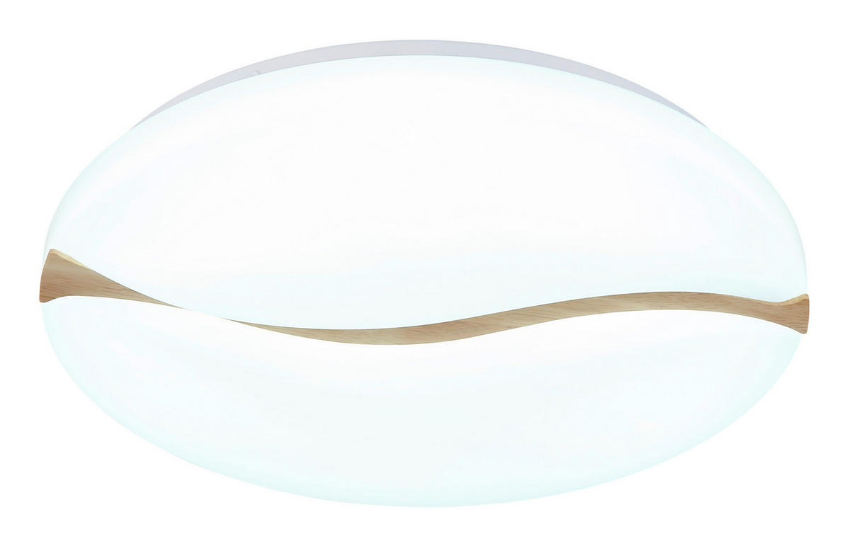 STROPNÍ LED SVÍTIDLO, 33/7 cm  - bílá/hnědá, Basics, kov/dřevo (33/7cm) - Globo