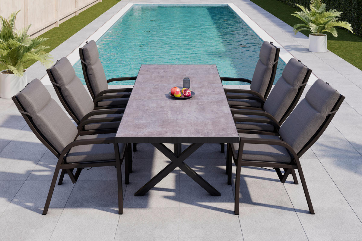 RELAXSESSEL in Metall, Textil Anthrazit, Schwarz, Dunkelgrau  - Dunkelgrau/Anthrazit, KONVENTIONELL, Textil/Metall (59/110/67cm) - Ambia Garden