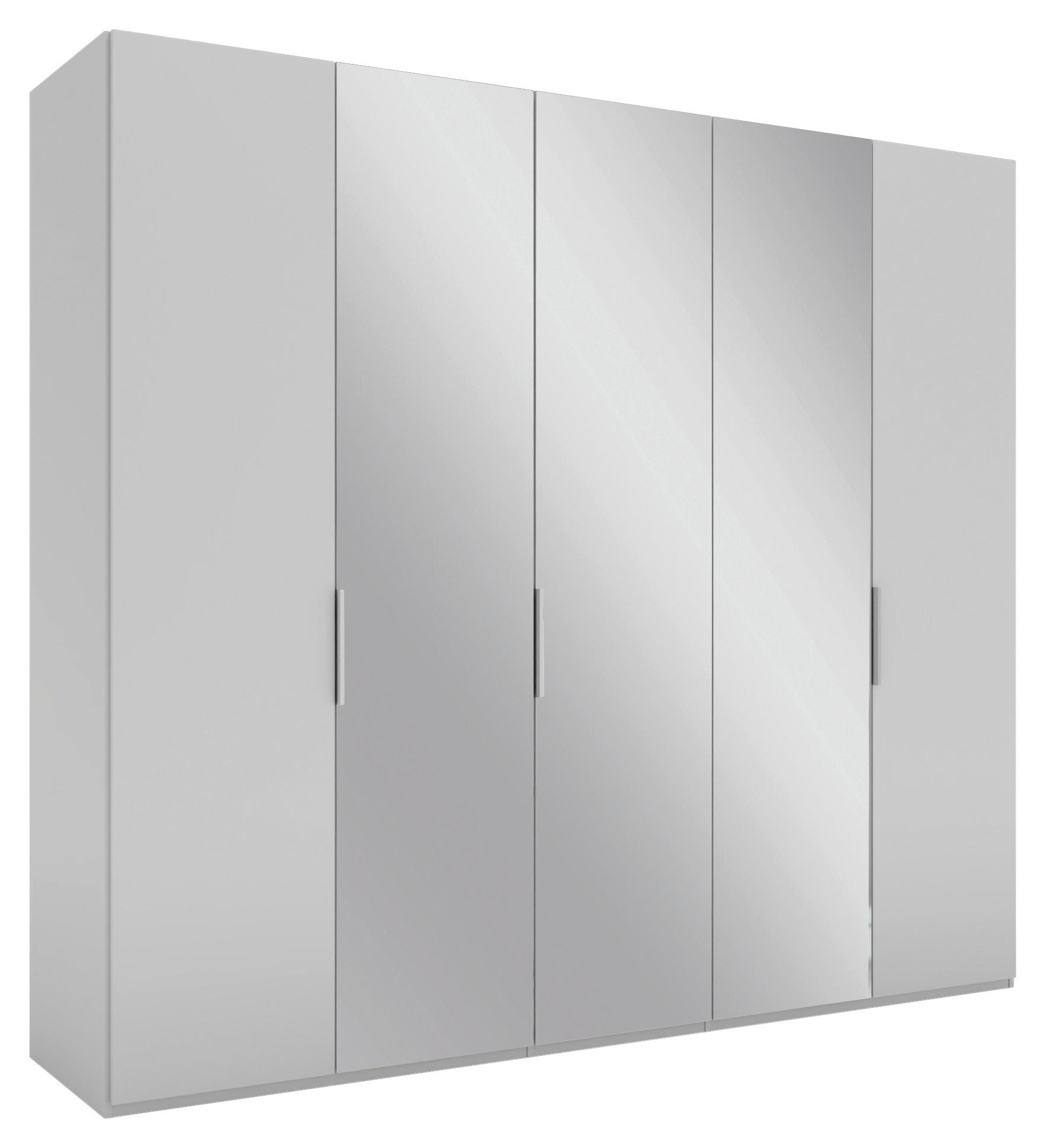 DREHTÜRENSCHRANK 250/223/62 cm 5-türig Grau  - Alufarben/Grau, KONVENTIONELL, Glas/Holzwerkstoff (250/223/62cm) - Novel