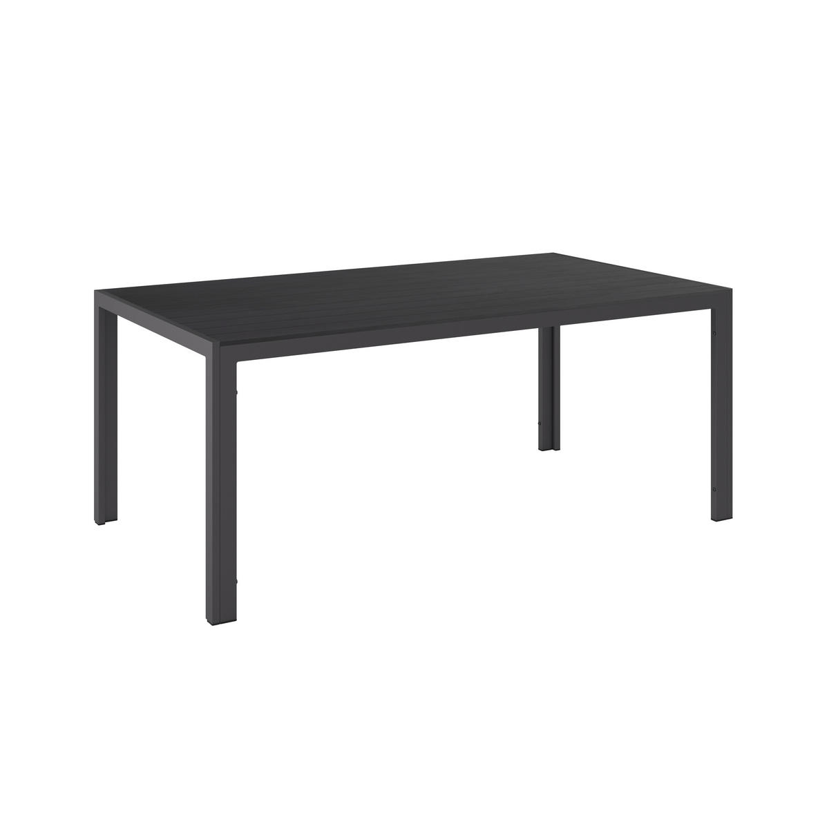 GARTENTISCH 180/74/100 cm Metall, Kunststoff Schwarz rechteckig  - Schwarz, MODERN, Kunststoff/Metall (180/74/100cm) - Ambia Garden