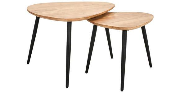 COUCHTISCHSET Akazie vollmassiv 74/68/45 cm Freiform Schwarz, Akaziefarben - Schwarz/Akaziefarben, Design, Holz/Metall (74/68/45cm) - Carryhome
