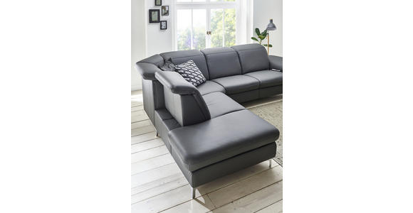 ECKSOFA in Echtleder Anthrazit  - Chromfarben/Anthrazit, KONVENTIONELL, Leder/Metall (242/289cm) - Cantus