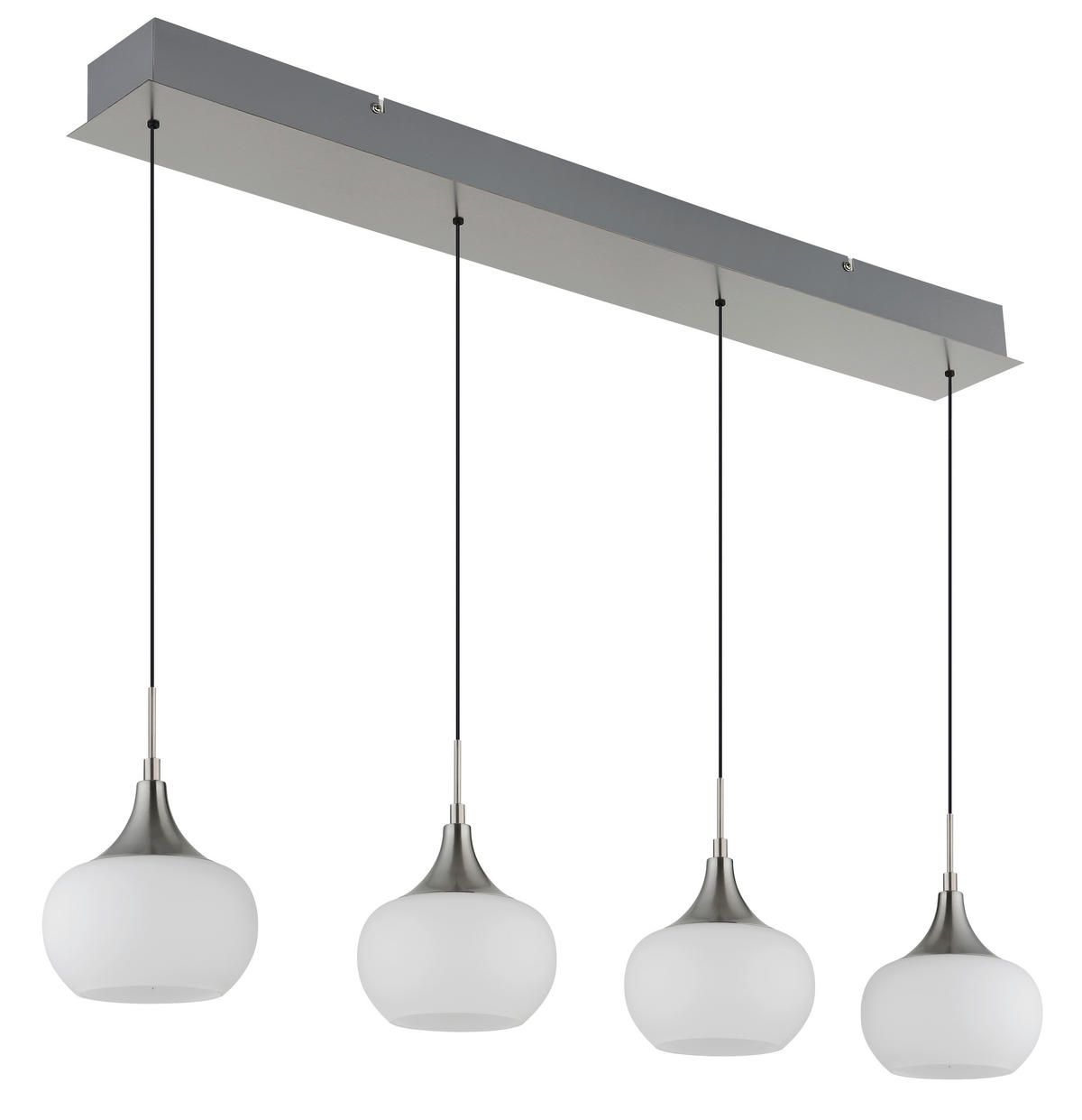 HÄNGELEUCHTE Lui 90/15/150 cm   - Opal/Schwarz, Design, Glas/Kunststoff (90/15/150cm) - Globo