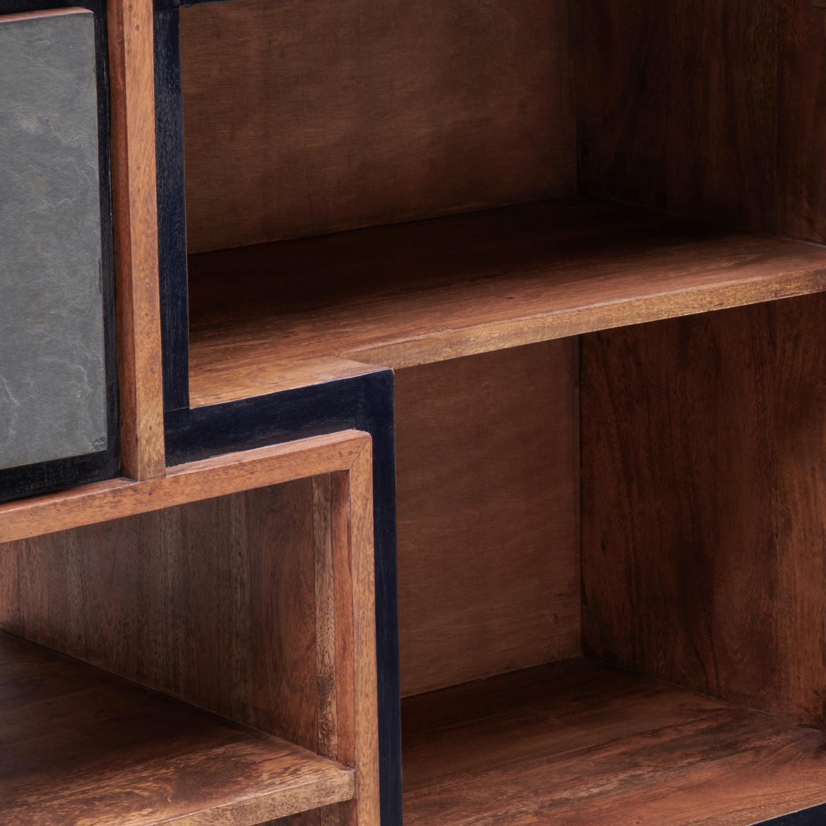 HIGHBOARD SCHIEFER  in 130/147/40 cm  - Braun/Grau, MODERN, Holz/Stein (130/147/40cm) - Livetastic