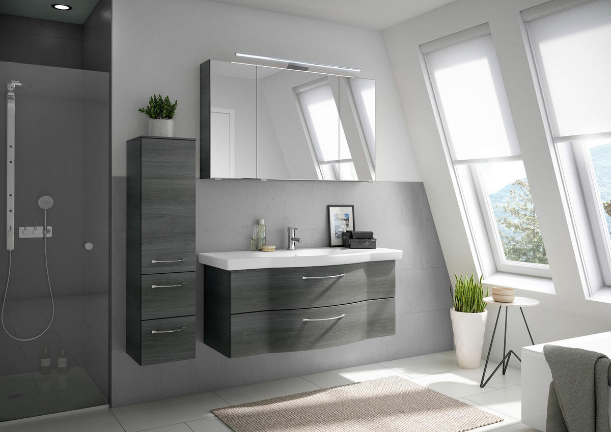 BADEZIMMER 4-teilig  in 152 cm  - Chromfarben/Graphitfarben, KONVENTIONELL, Glas/Keramik (152cm) - Pelipal