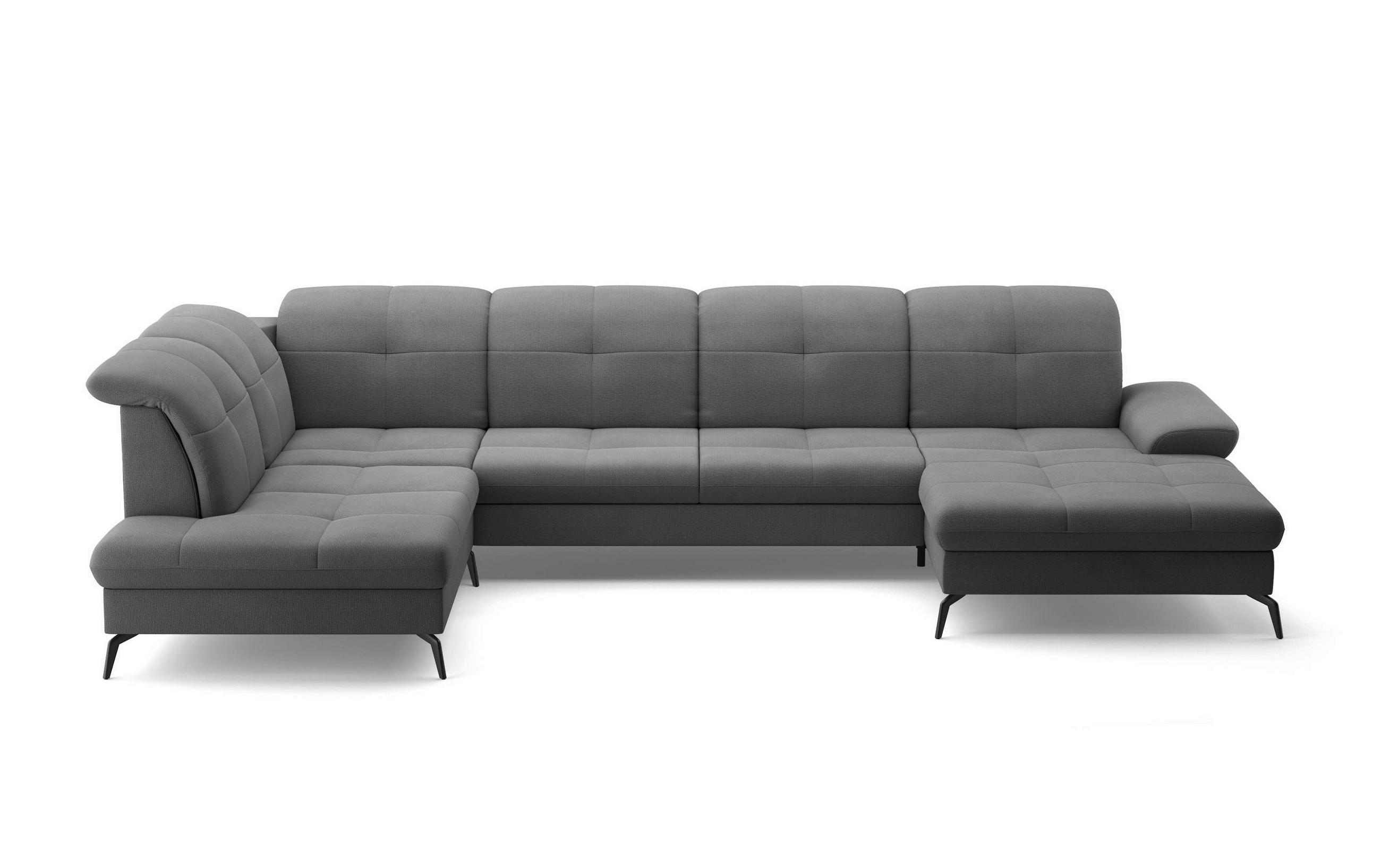 WOHNLANDSCHAFT in Flachgewebe Grau - Schwarz/Grau, Konventionell, Textil/Metall (231/357/185cm) - Sit & More