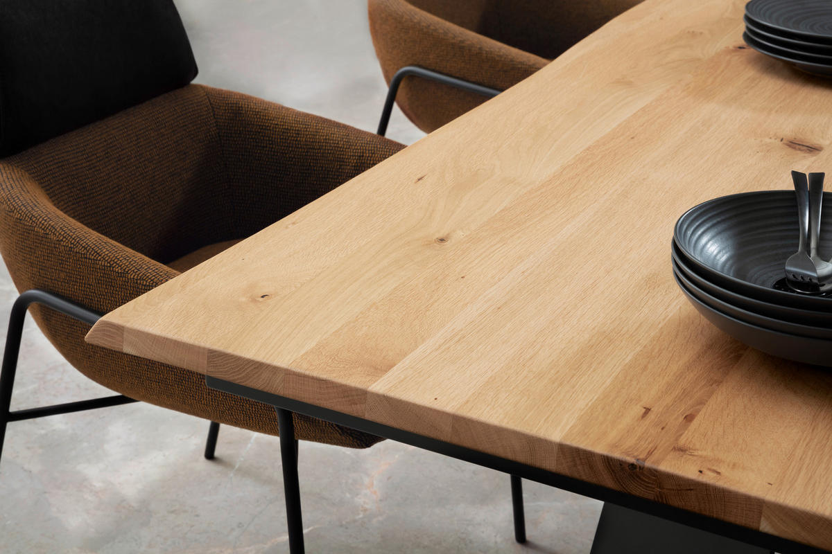 ESSTISCH in Holz, Metall 220/100/75 cm  - Wildeiche/Anthrazit, Design, Holz/Metall (220/100/75cm) - Venjakob