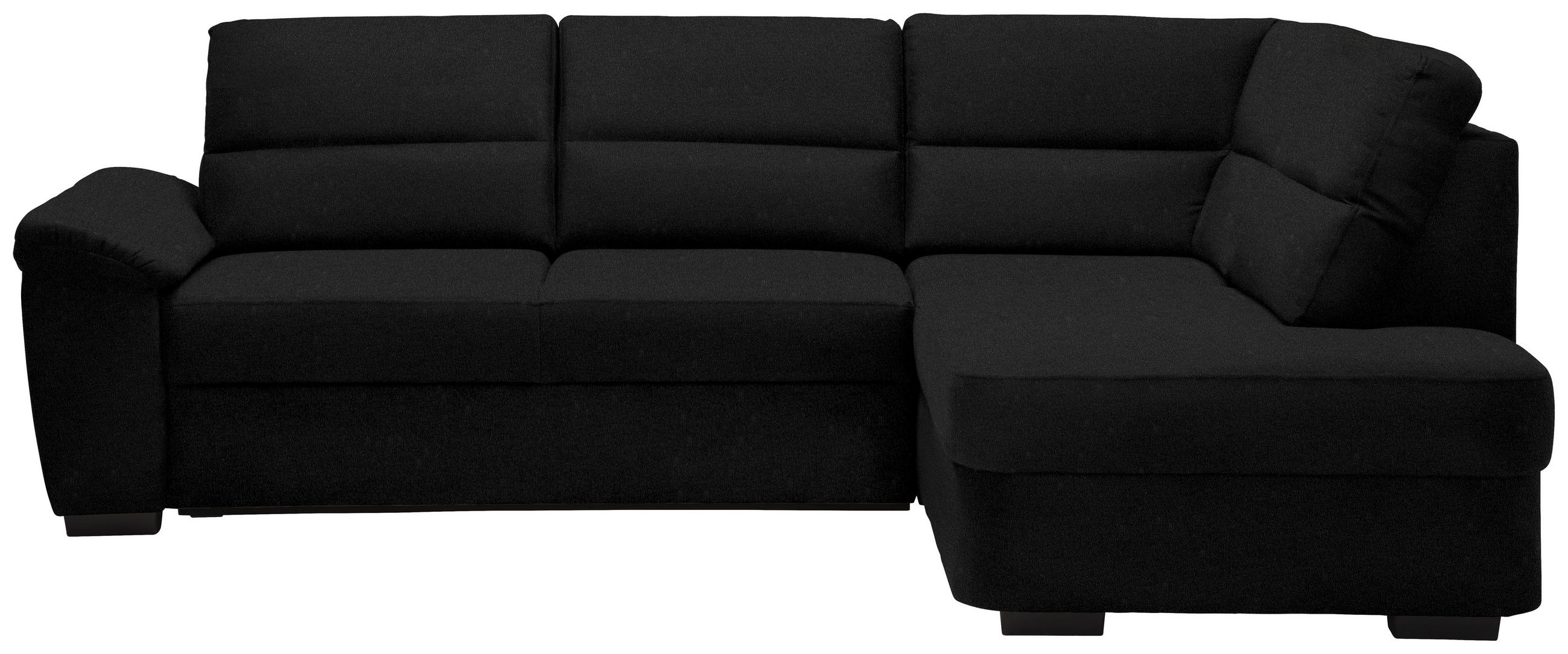 ECKSOFA Schwarz Flachgewebe  - Dunkelbraun/Schwarz, KONVENTIONELL, Kunststoff/Textil (251/193cm) - Cantus