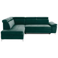 ECKSOFA  in Samt Grün  - Chromfarben/Grün, KONVENTIONELL, Textil/Metall (206/271cm) - Carryhome