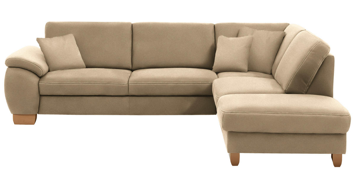 ECKSOFA in Mikrofaser Beige  - Wildeiche/Beige, Natur, Holz/Textil (286/236cm) - Voleo