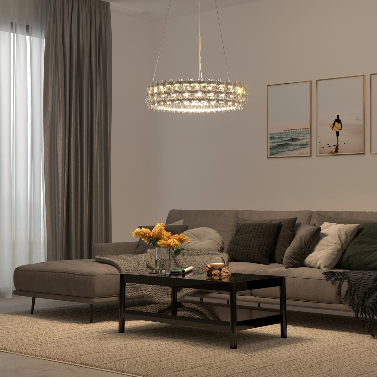 LED-HÄNGELEUCHTE 60/150 cm  - Klar, Design, Glas/Metall (60/150cm) - Glandor