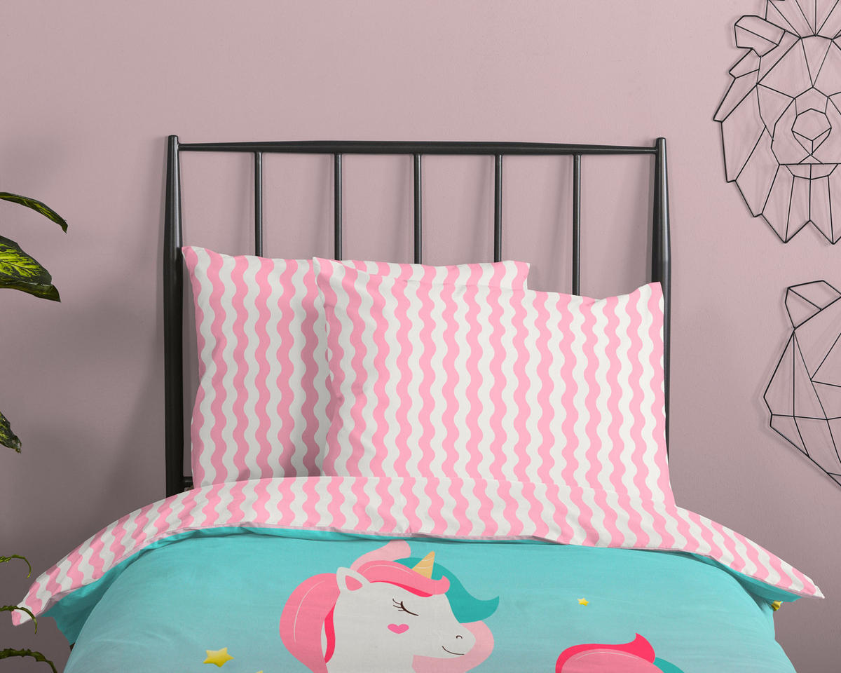 KINDERBETTWÄSCHE 140/200 cm  - Türkis/Hellrosa, Trend, Textil (140/200cm)