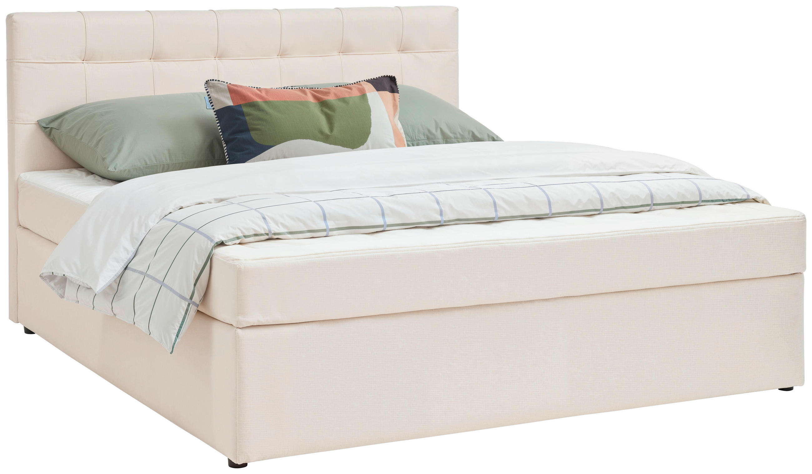 BOXBETT 180/200 cm,  in Creme,  - Creme, MODERN, Holz/Textil (180/200cm) - MID.YOU
