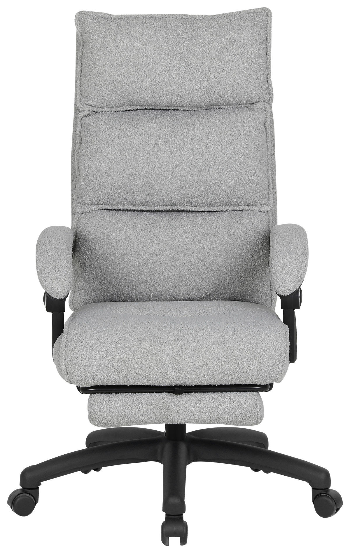 CHEFSESSEL Teddystoff Hellgrau  - Hellgrau/Schwarz, Design, Kunststoff/Textil (64,5/112/120/65cm) - Carryhome