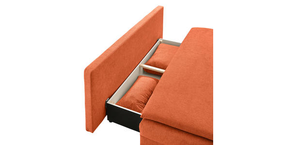 SCHLAFSOFA in Samt Orange - Schwarz/Orange, KONVENTIONELL, Kunststoff/Textil (207/94/90cm) - Venda