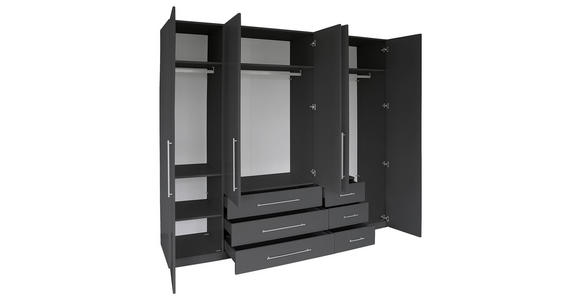 DREHTÜRENSCHRANK in Anthrazit, Anthrazit Hochglanz - Anthrazit/Anthrazit Hochglanz, KONVENTIONELL, Holzwerkstoff/Metall (244/218,6/59,4cm) - Xora