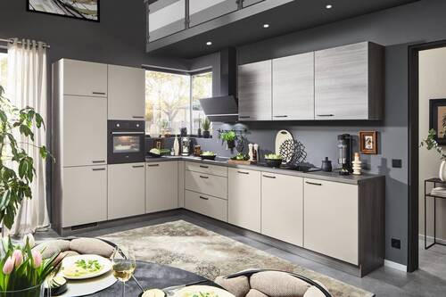EINBAUKÜCHE   - Creme/Grau, MODERN, Holzwerkstoff - Welnova