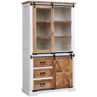 VITRINE  in massiv Mangoholz Weiß, Schwarz, Naturfarben - Schwarz/Naturfarben, LIFESTYLE, Holz/Holzwerkstoff (100/180/45cm) - MID.YOU