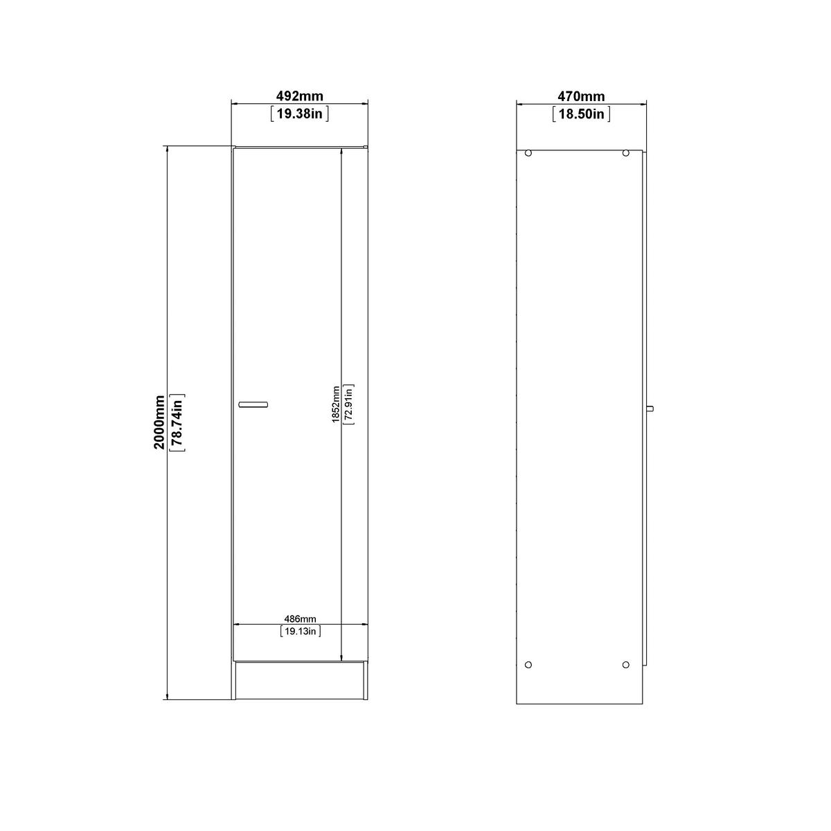 DREHTÜRENSCHRANK 49,2/200/47,1 cm 1-türig Eichefarben  - Eichefarben/Silberfarben, Basics, Holzwerkstoff/Metall (49,2/200/47,1cm) - MID.YOU