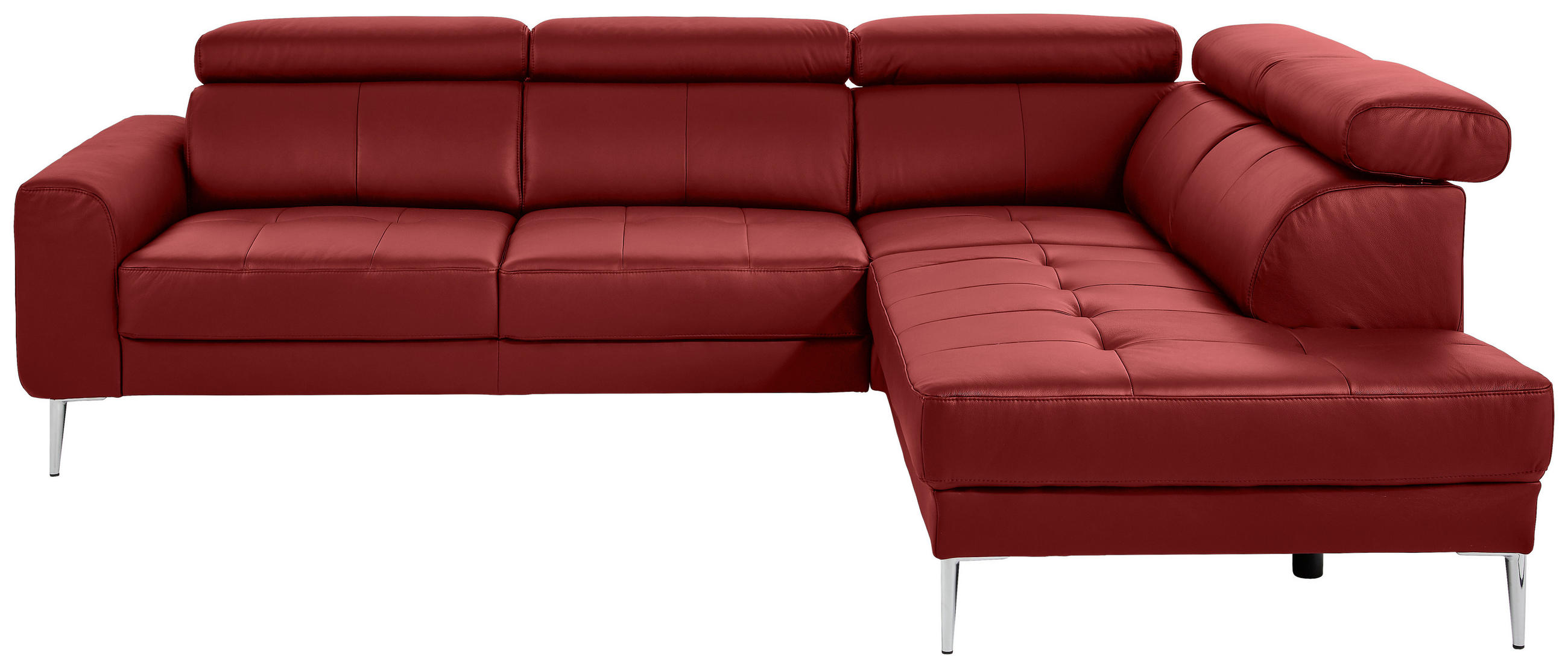 ECKSOFA Rot Echtleder  - Chromfarben/Rot, Design, Leder/Metall (262/213cm) - Hom`in