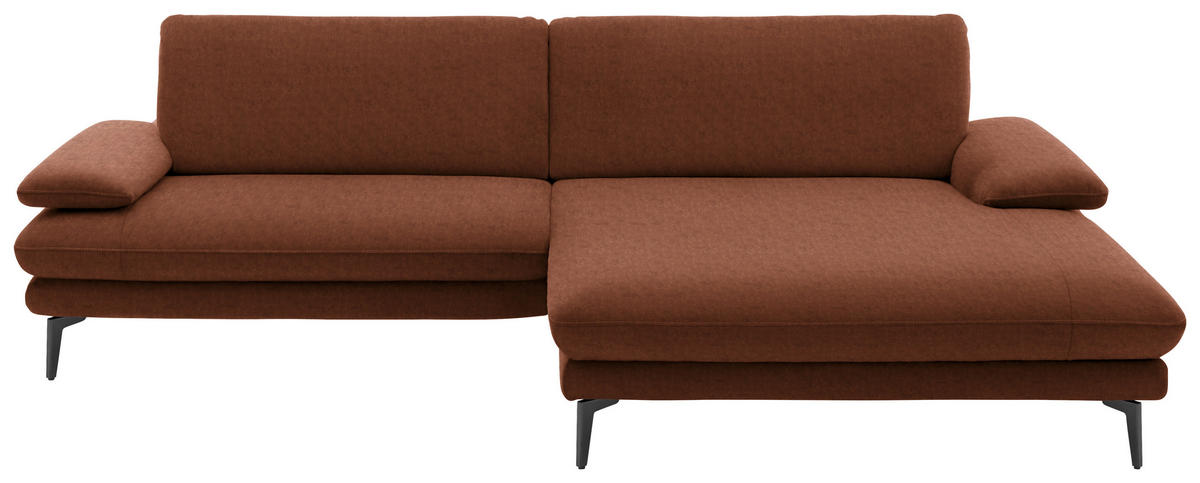 ECKSOFA in Velours Kupferfarben  - Schwarz/Kupferfarben, Design, Textil/Metall (284/184cm) - Dieter Knoll