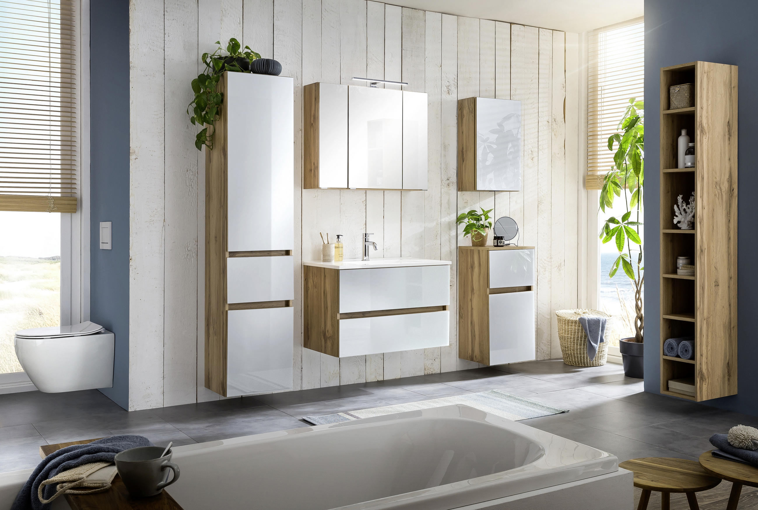 BADEZIMMERREGAL 25/180/35 cm - Eichefarben/Silberfarben, Konventionell, Holzwerkstoff/Kunststoff (25/180/35cm) - Held