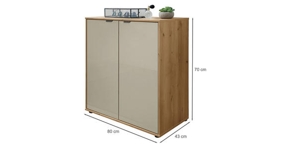 KOMMODE 80/70/43 cm  - Schieferfarben/Eiche Bianco, KONVENTIONELL, Glas/Holzwerkstoff (80/70/43cm) - Dieter Knoll