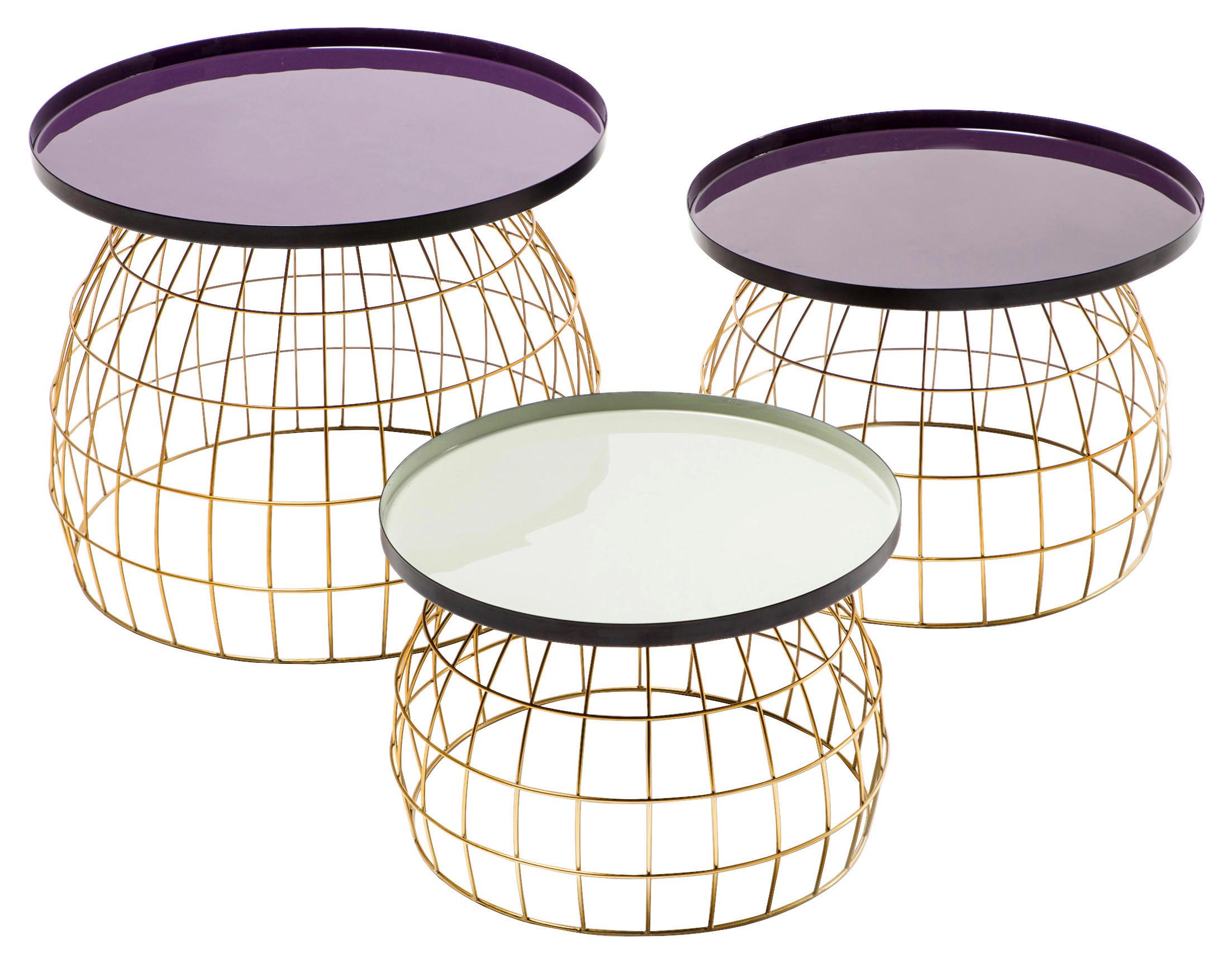 BEISTELLTISCHSET Metall  - Pflaume/Lila, Design, Metall - Kayoom