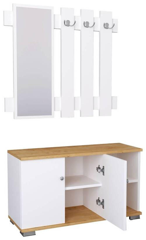 GARDEROBE 2-teilig  in 90/132/33 cm  - Honigeiche/Weiss, Modern, Holzwerkstoff (90/132/33cm) - MID.YOU