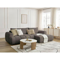 ECKSCHLAFSOFA FUJI Bouclé Taupe  inkl.  - Taupe/Schwarz, MODERN, Kunststoff/Textil (292/160cm)