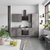 KÜCHENBLOCK Riva 240 cm  in Schieferfarben  - Schieferfarben/Edelstahlfarben, MODERN, Holzwerkstoff/Metall (240cm) - Nobilia