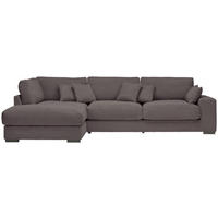 ECKSOFA  in Cord Dunkelgrau Zierkissen, Rückenkissen  205/340 cm  - Dunkelgrau/Schwarz, Design, Kunststoff/Textil (205/340cm) - Lomoco