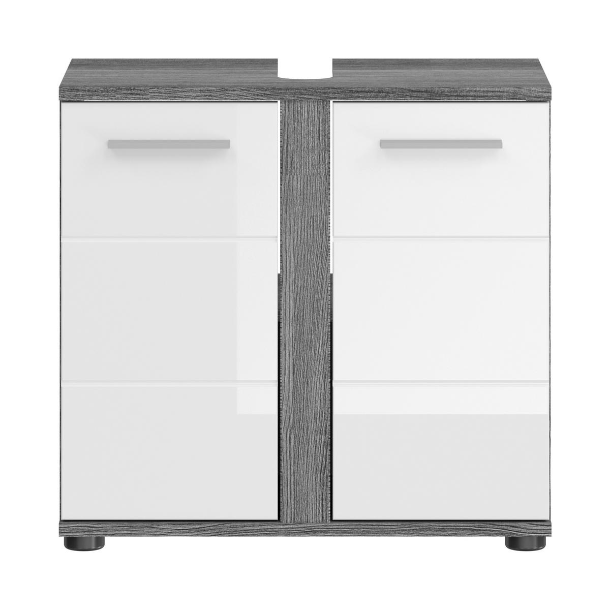 BADEZIMMER 3-teilig  in 105 cm  - Weiß Hochglanz/Silberfarben, MODERN, Glas/Holzwerkstoff (105cm) - MID.YOU